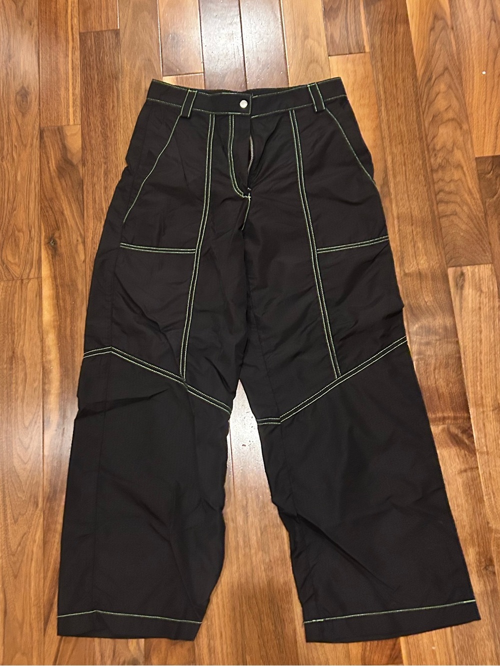 Urban Outfitters Black Cargo Pants with Green Contrast Stitching